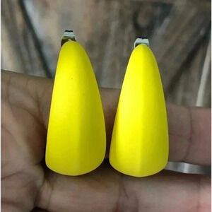 3 for $25/ Neon Yellow Large Silicone & Stainless Steel Retro Hoop Earrings NWT